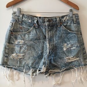 Washed Jean Levi Urban Outfitters Destroyed Shorts